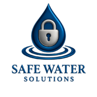 “Safe Water Solutions logo with a blue water droplet and padlock symbol.”